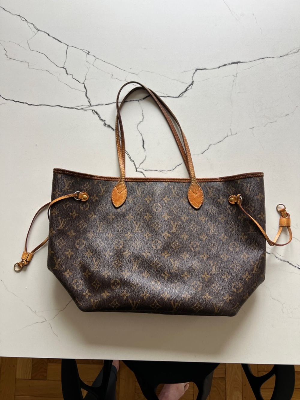 Louis Vuitton Brown Monogram Tote with Tan Leather Trim Vintage!!!